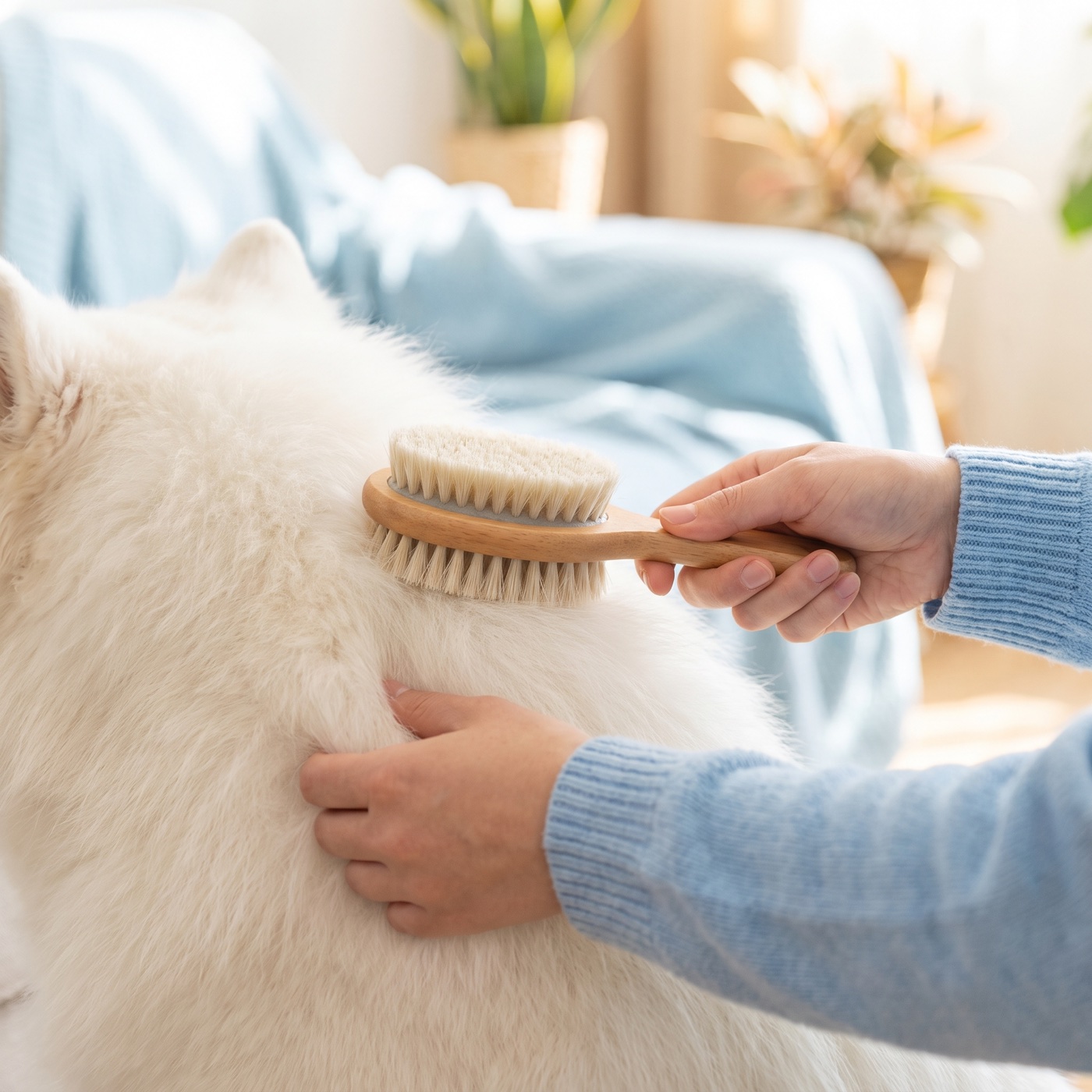 Gentle brushing at Tidy Fur dog grooming salon